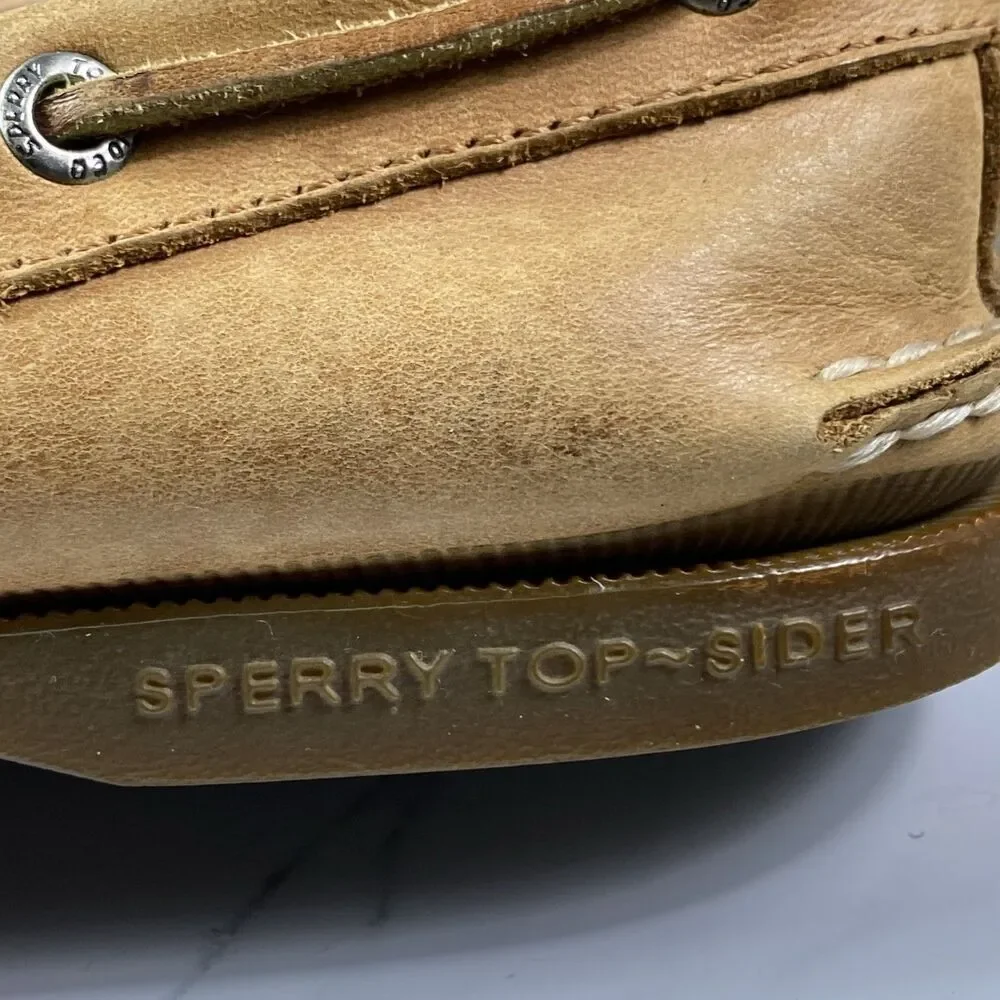Sperry Top Sider Loafer Sahara Men's Size 9 US Brown Leather Lace Up Loafer Logo